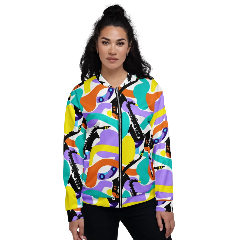 Neon Brass Parade on Bomber Jacket — Front