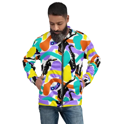 Neon Brass Parade on a Bomber Jacket