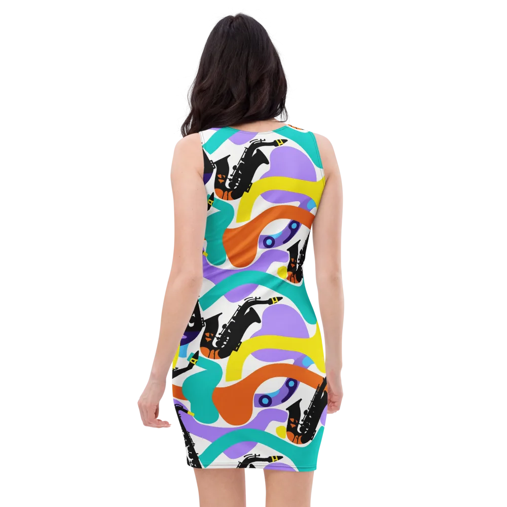 Neon Brass Parade on Bodycon Dress — Back