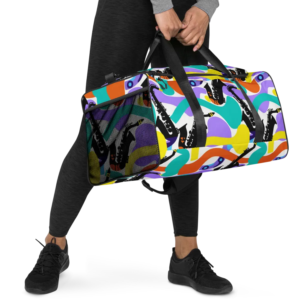Neon Brass Parade on Duffle Bag — Right Front