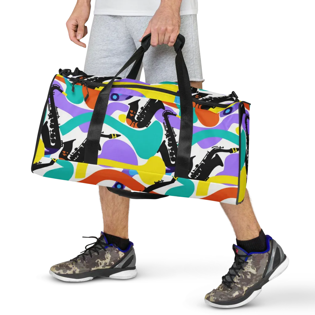 Neon Brass Parade on Duffle Bag — Front