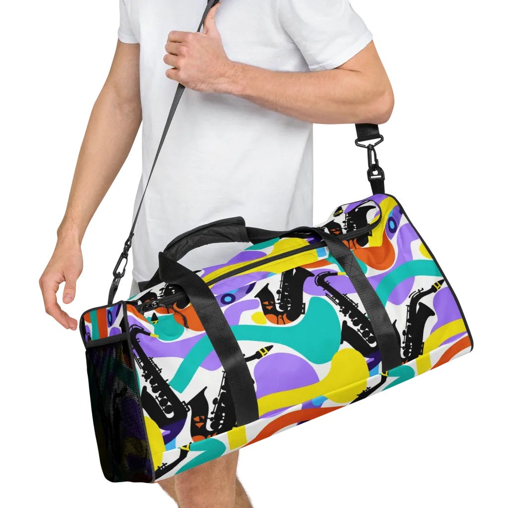 Neon Brass Parade on Duffle Bag — Right Front