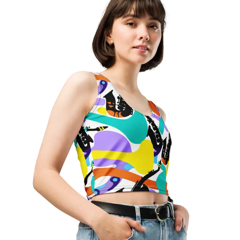 Neon Brass Parade on Crop Top — Right Front