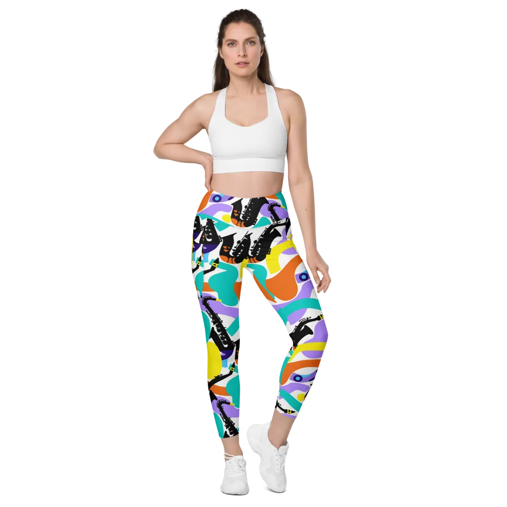 Neon Brass Parade on Leggings with Pockets — Front