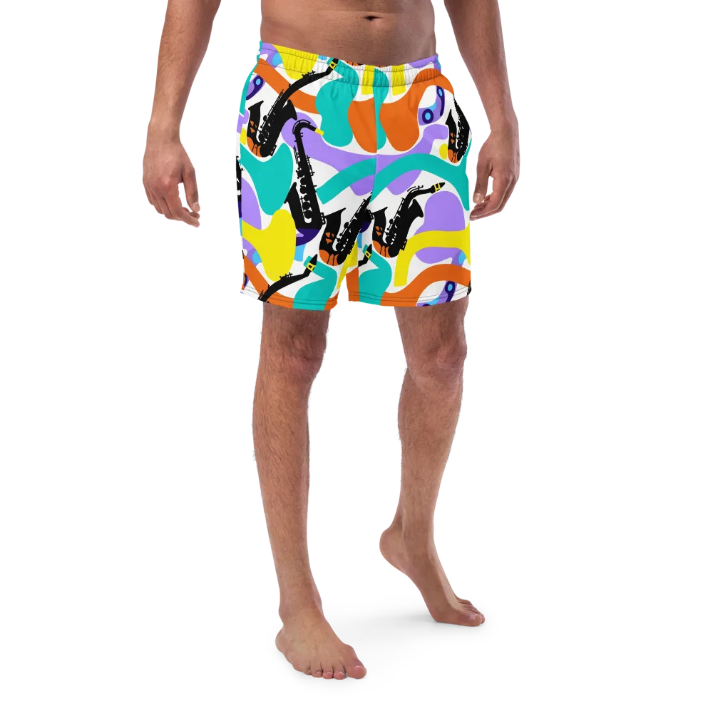 Neon Brass Parade on Swim Trunks — Front