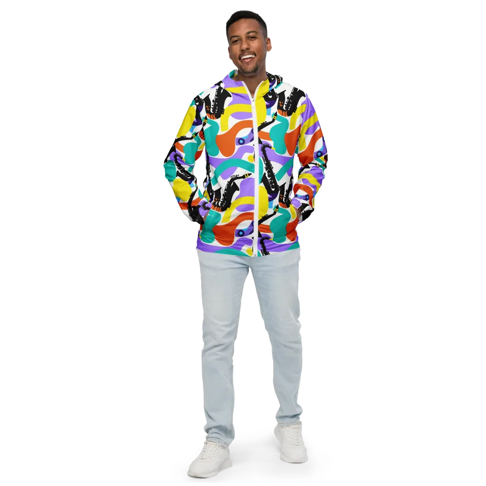 Neon Brass Parade on Men's Windbreaker — Front
