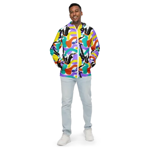 Neon Brass Parade on a Men's Windbreaker
