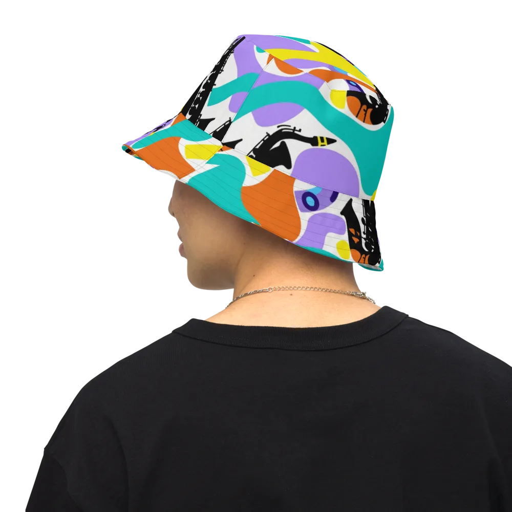 Neon Brass Parade on Reversible Bucket Hat — Back Inside