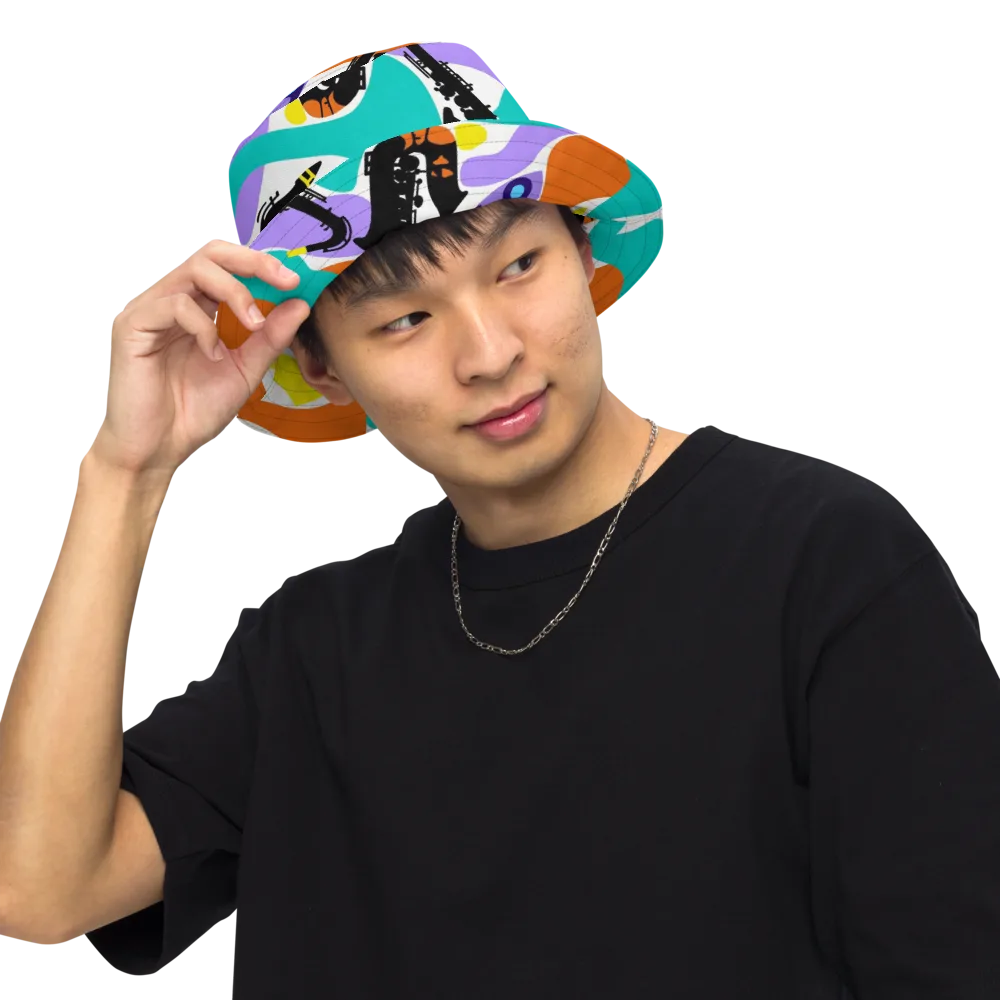 Neon Brass Parade on Reversible Bucket Hat — Front Inside
