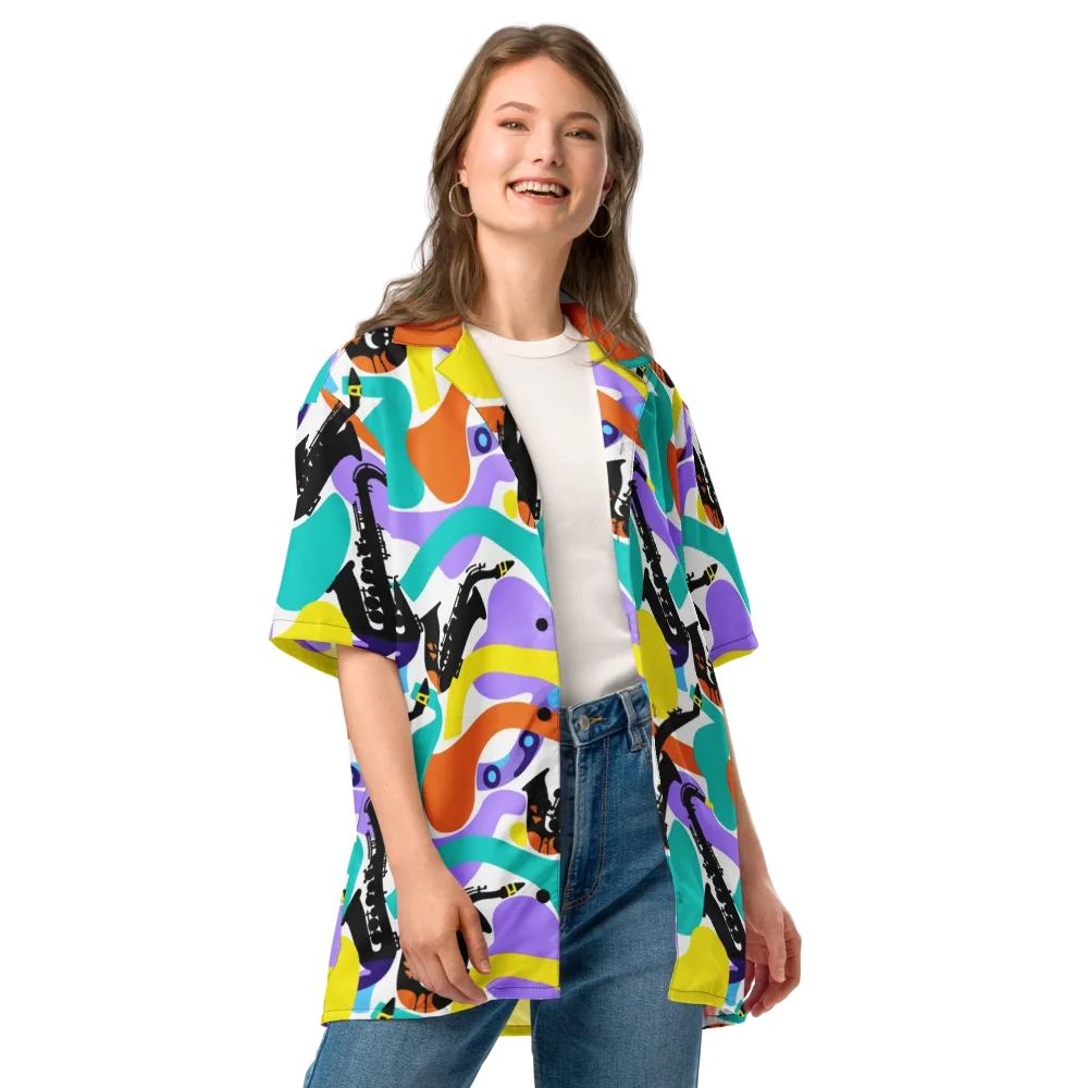Neon Brass Parade on Button Shirt — Front