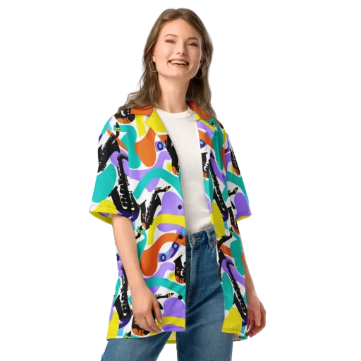 Neon Brass Parade on a Button Shirt