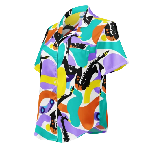 Neon Brass Parade on a Women's Short Sleeve Pajama Top