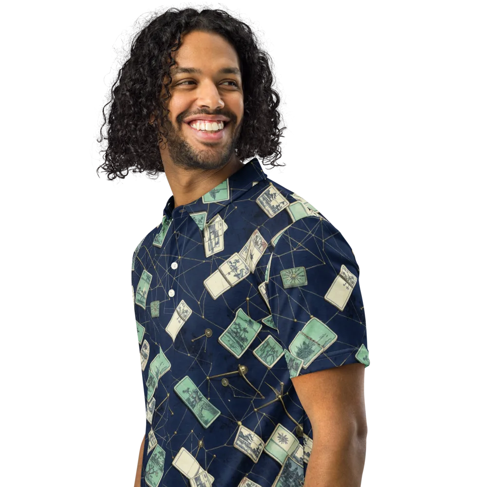 Constellation Cartography on Men's Slim Fit Polo Shirt — Left Front