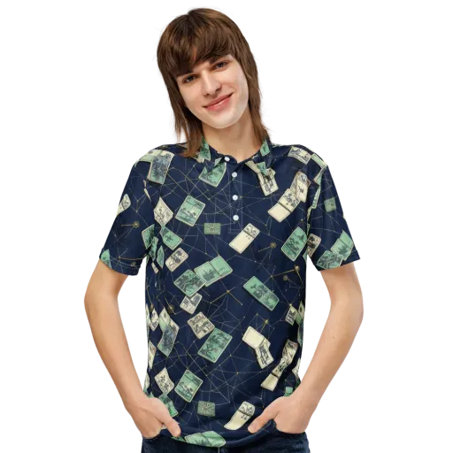 Constellation Cartography on a Men's Slim Fit Polo Shirt