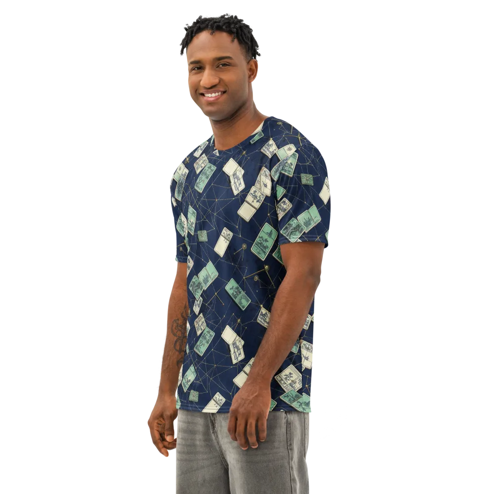 Constellation Cartography on Men's Cotton Crew Neck T-Shirt — Left Front