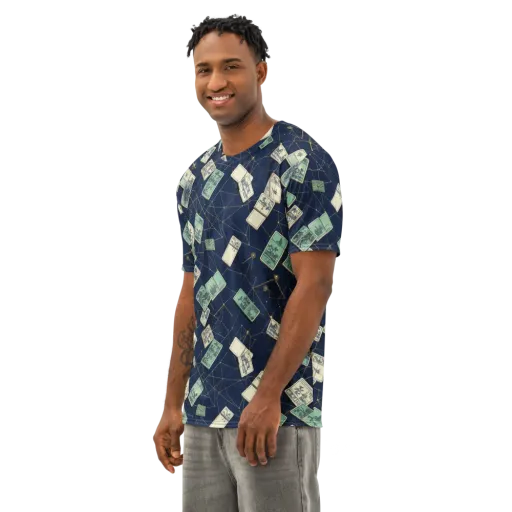 Constellation Cartography on a Men's Cotton Crew Neck T-Shirt