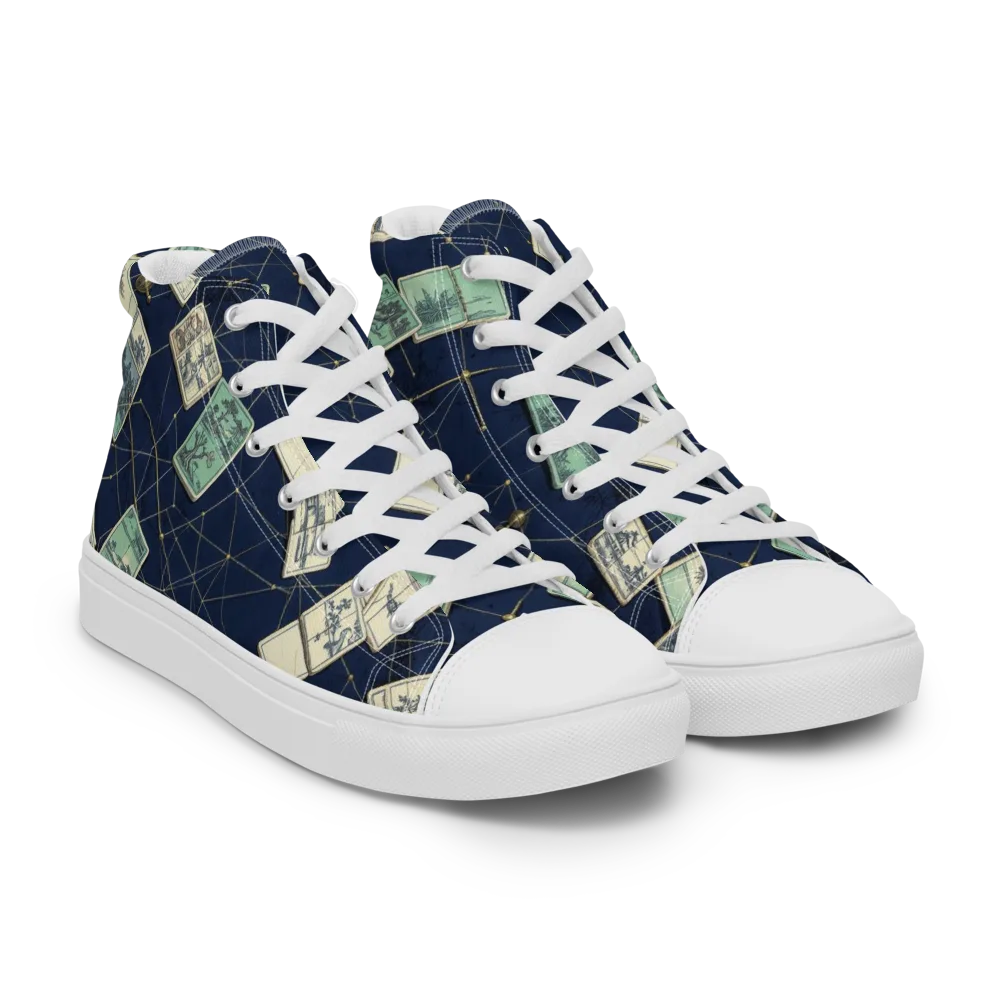 Constellation Cartography on Men's High Top Canvas Shoes — Right Front