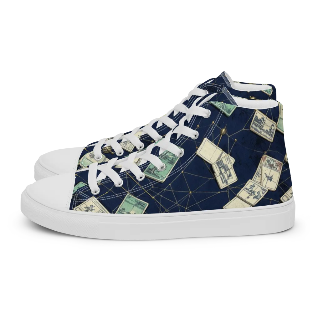 Constellation Cartography on Men's High Top Canvas Shoes — Left