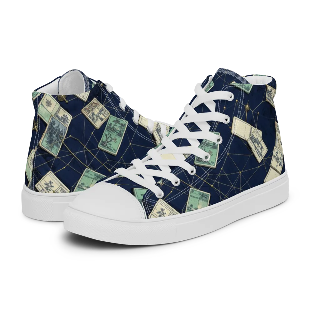 Constellation Cartography on Men's High Top Canvas Shoes — Left