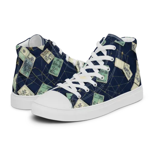 Constellation Cartography on a Men's High Top Canvas Shoes