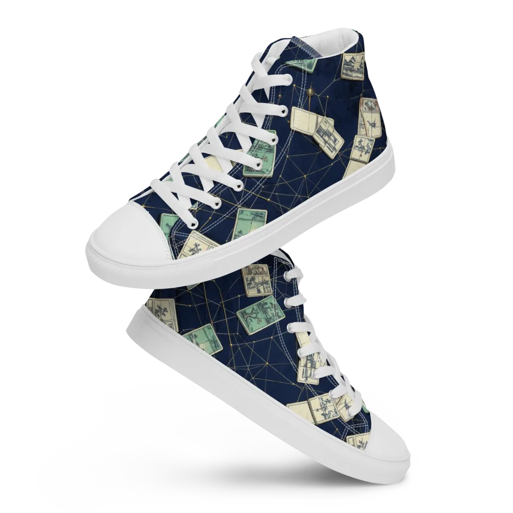 Constellation Cartography on Men's High Top Canvas Shoes — Front