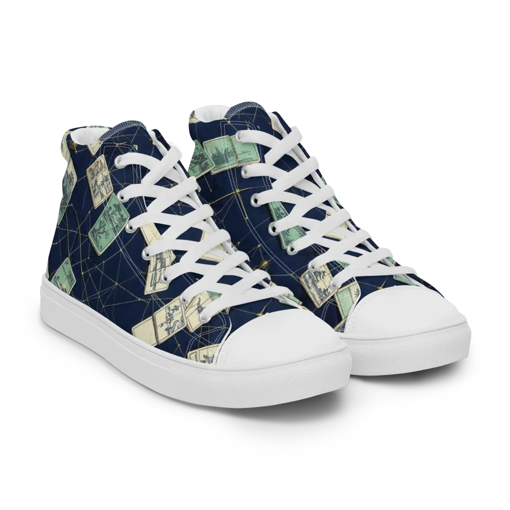 Constellation Cartography on Women's High Top Canvas Shoes — Right Front