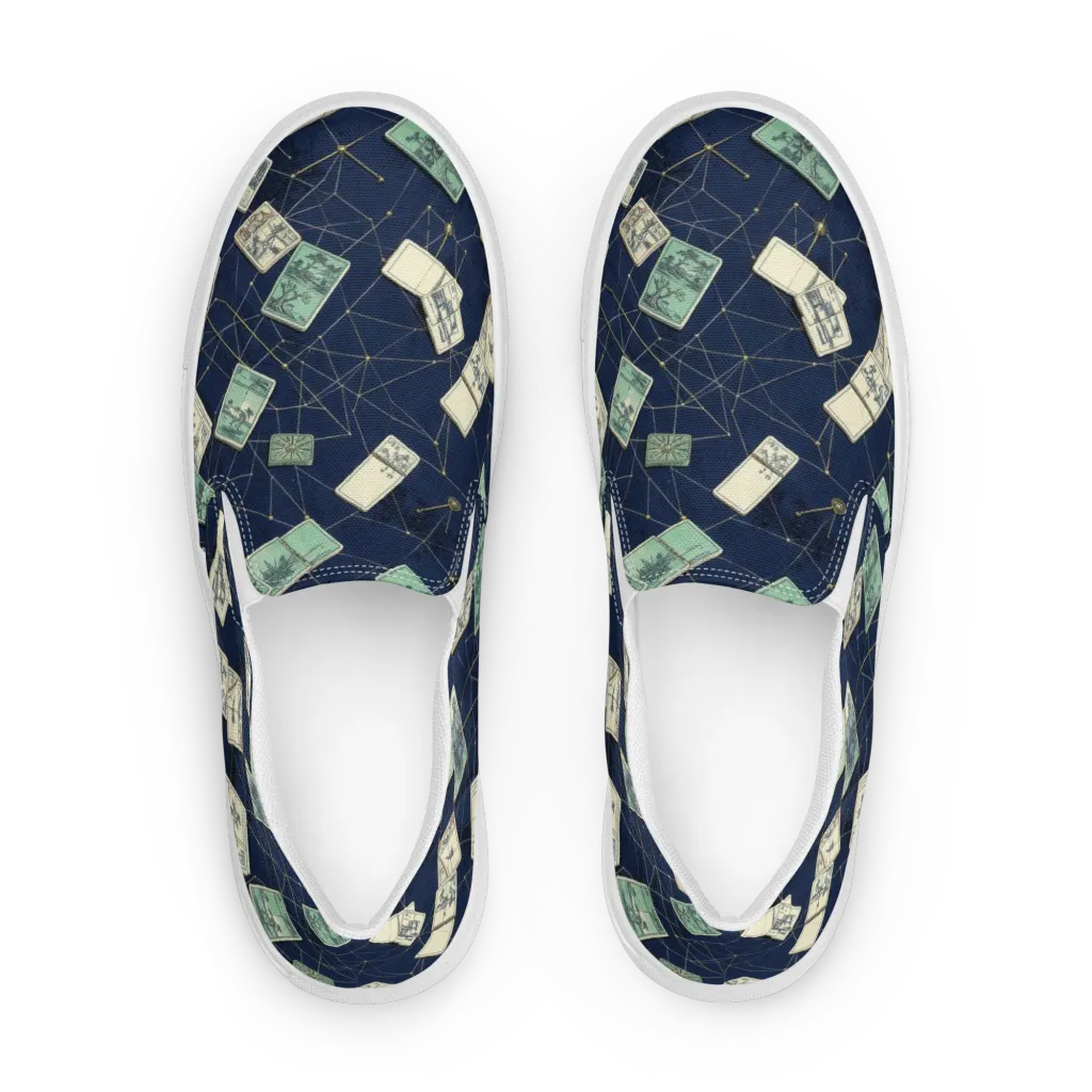Constellation Cartography on Men's Slip-On Canvas Shoes — Front