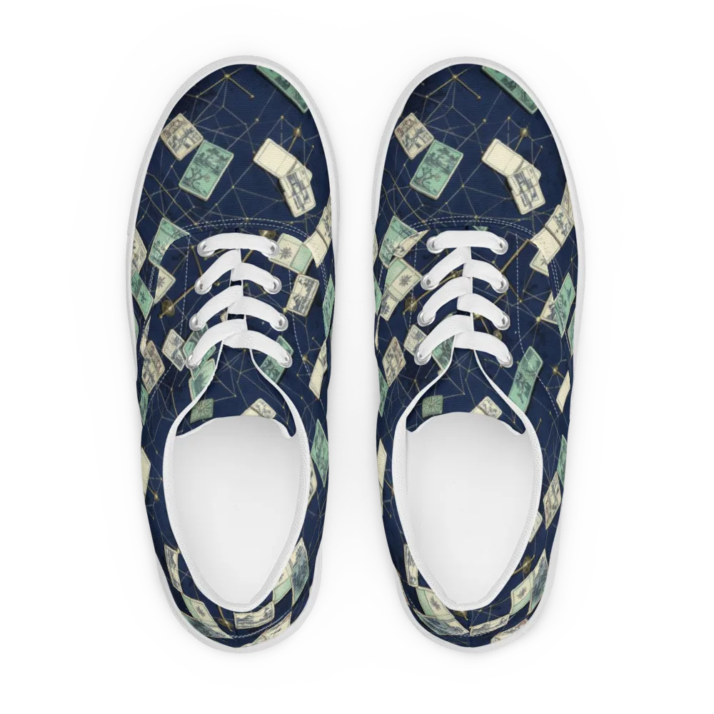 Constellation Cartography on Men's Lace-Up Canvas Shoes — Front
