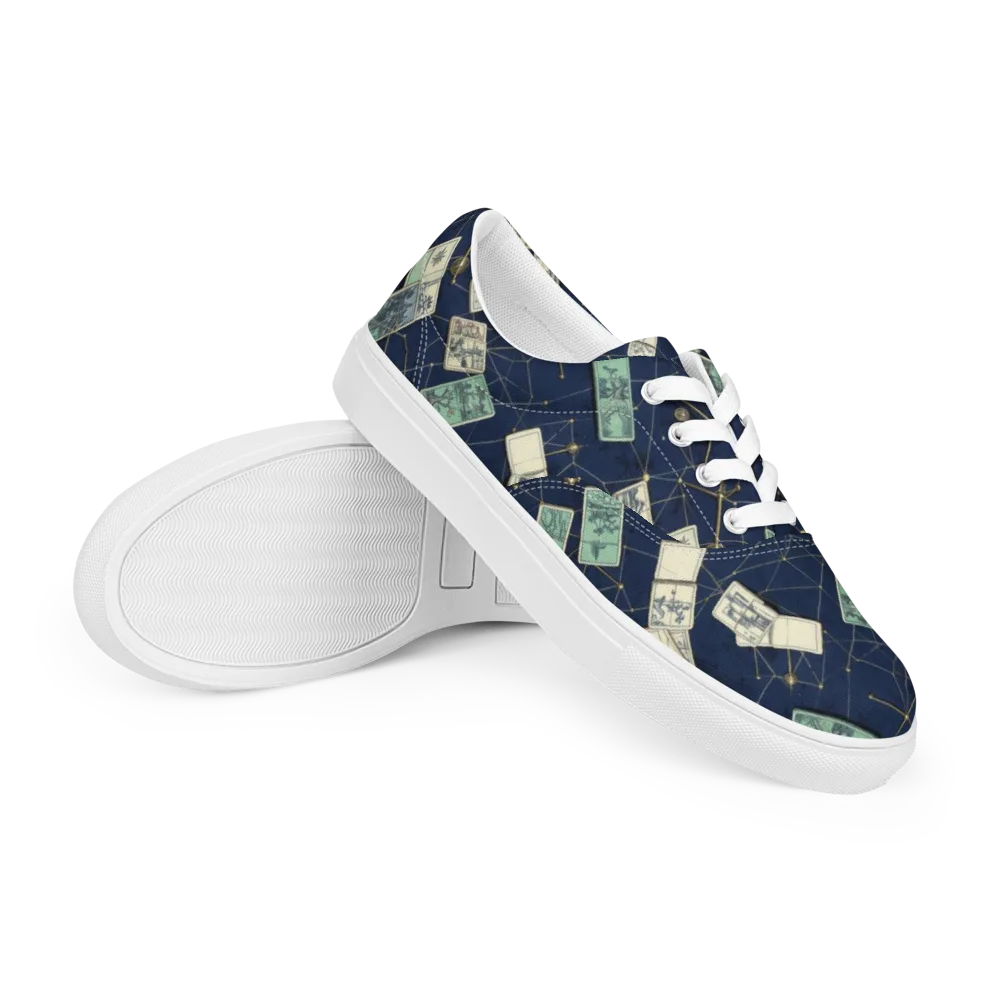Constellation Cartography on Men's Lace-Up Canvas Shoes — Right Front