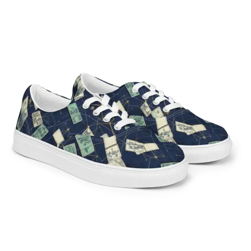 Constellation Cartography on a Men's Lace-Up Canvas Shoes