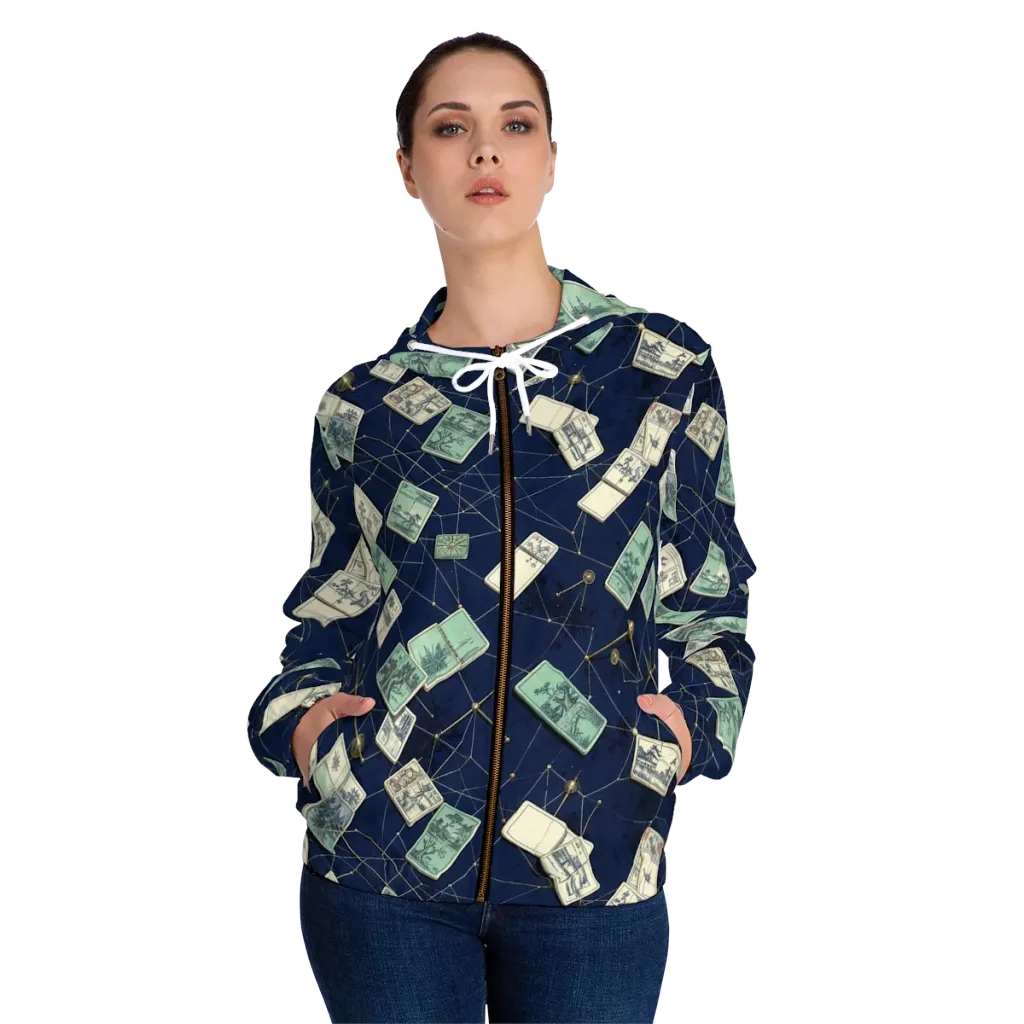 Constellation Cartography on Women's Full-Zip Hoodie — Front On Person