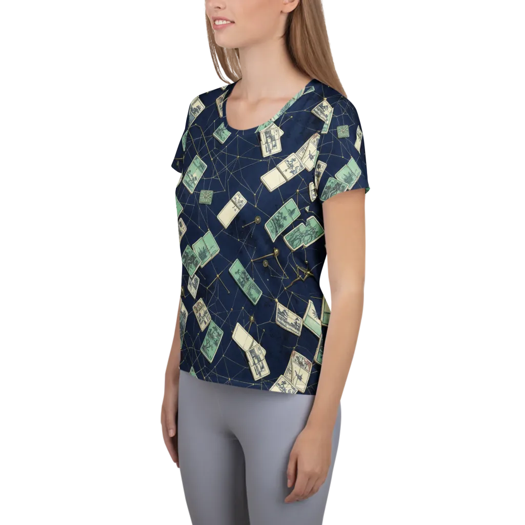 Constellation Cartography on Women's Athletic T-Shirt — Left