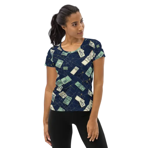 Constellation Cartography on a Women's Athletic T-Shirt