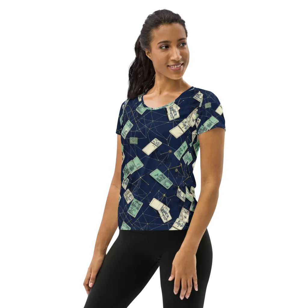 Constellation Cartography on Women's Athletic T-Shirt — Left