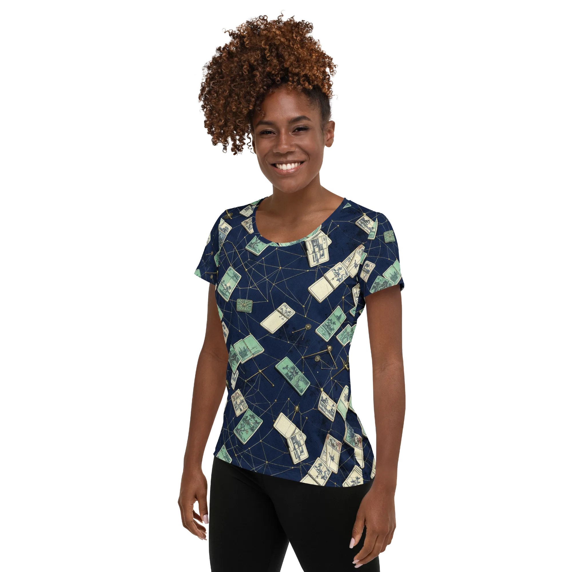 Constellation Cartography on Women's Athletic T-Shirt — Left