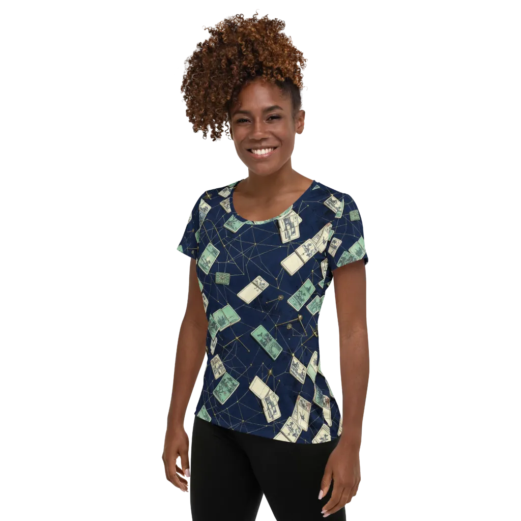 Constellation Cartography on Women's Athletic T-Shirt — Left