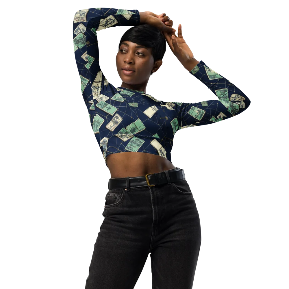 Constellation Cartography on Long Sleeve Crop Top — Front