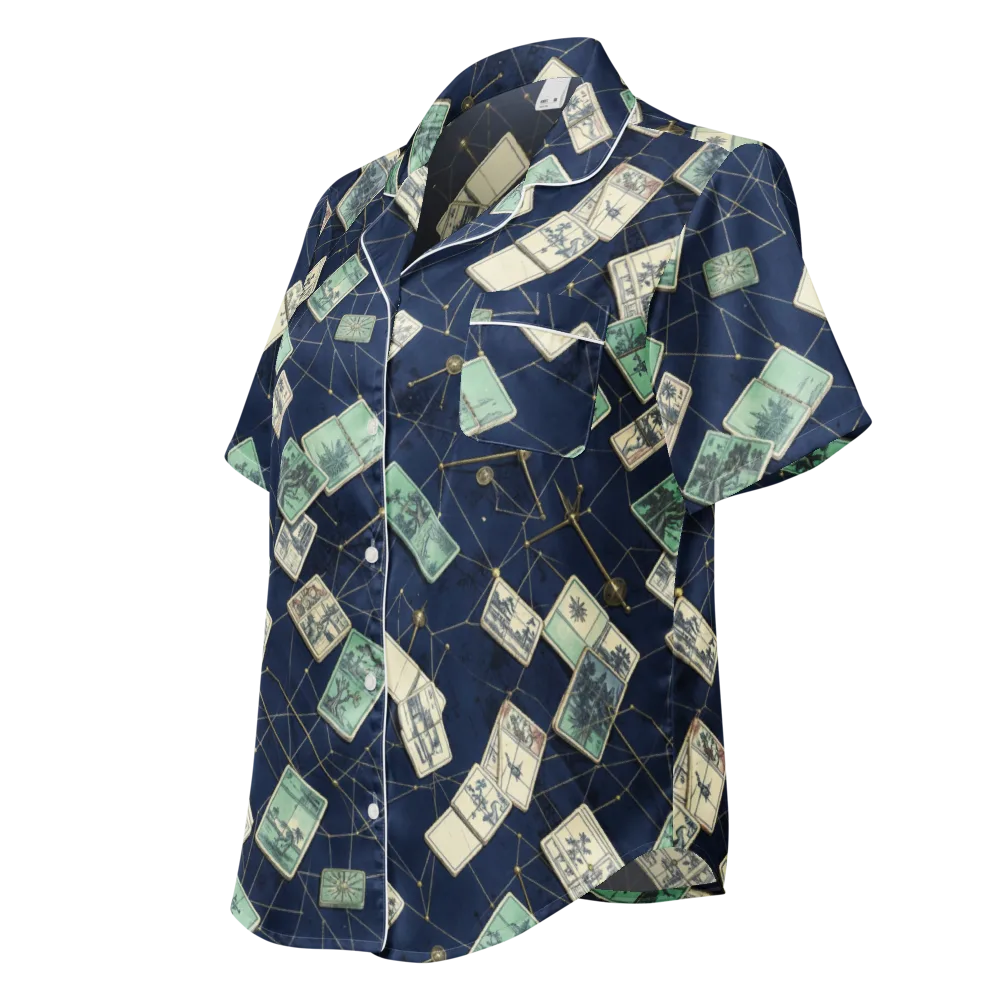 Constellation Cartography on Women's Short Sleeve Pajama Top — Left Front