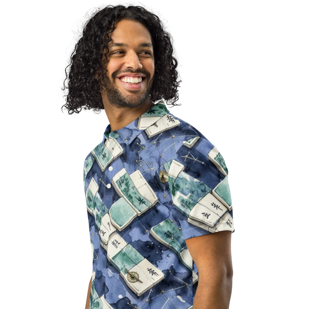 Indigo Almanac on Men's Slim Fit Polo Shirt — Left Front