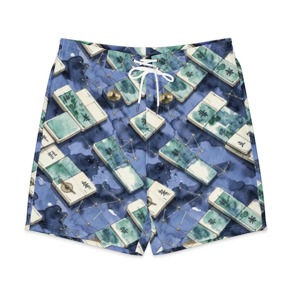 Indigo Almanac on Men's Board Shorts — Front
