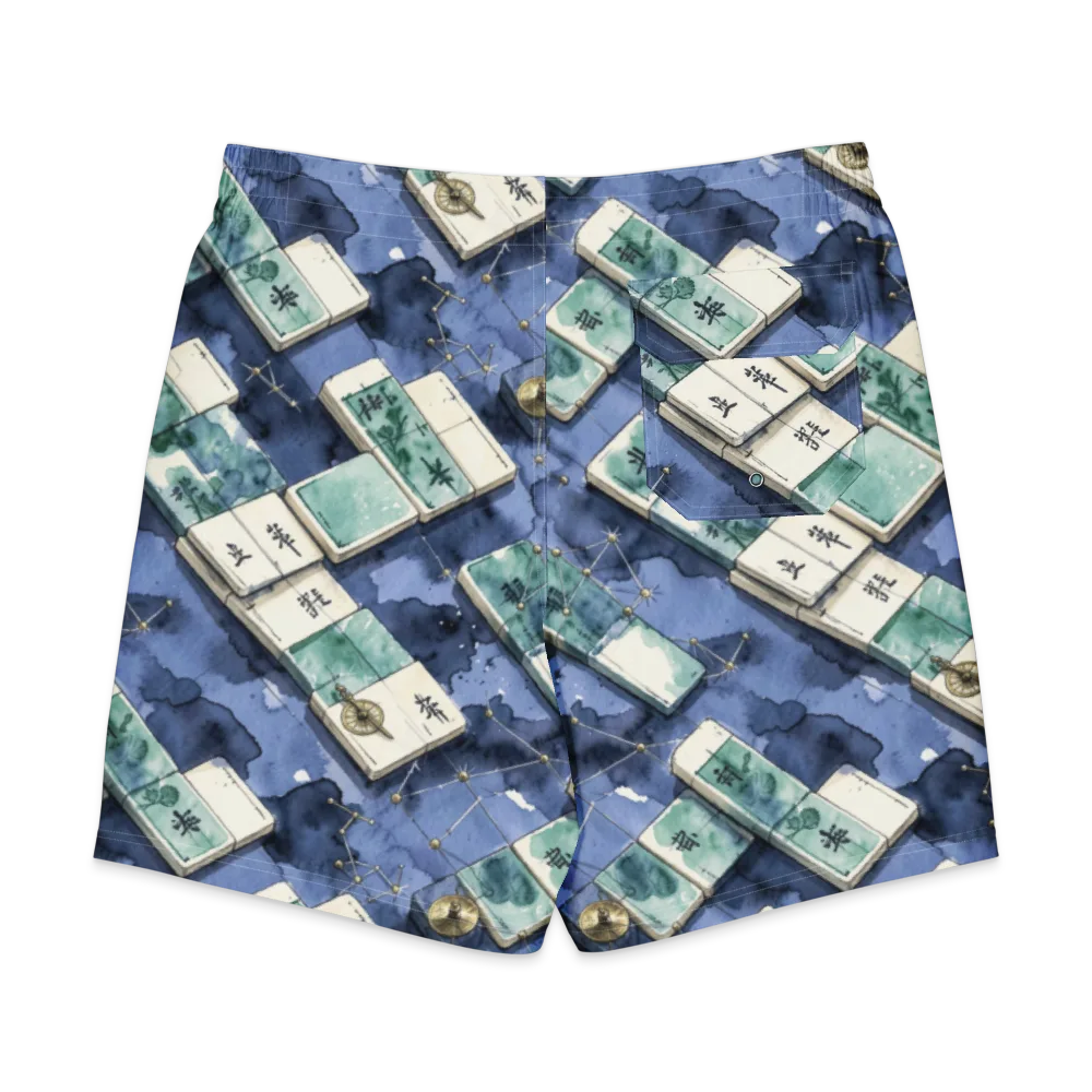 Indigo Almanac on Men's Board Shorts — Back