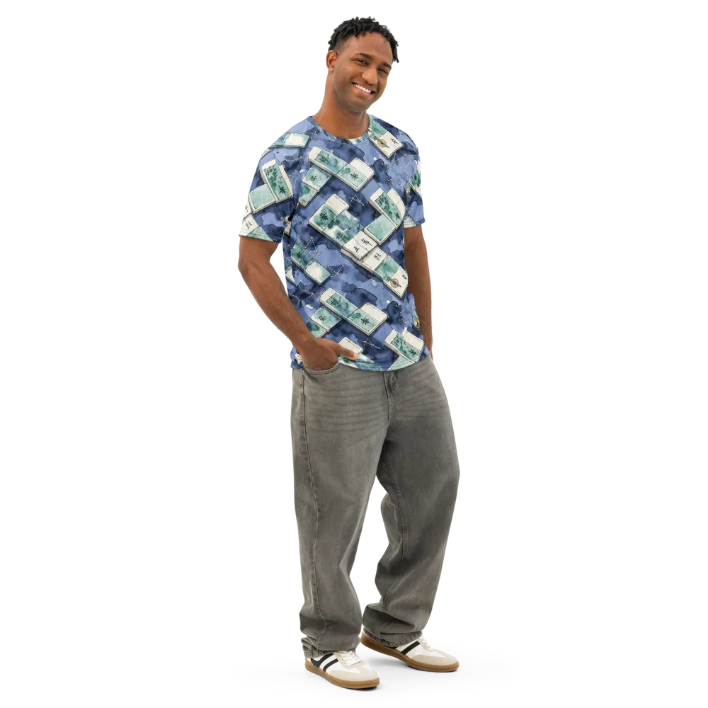Indigo Almanac on Men's Cotton Crew Neck T-Shirt — Right Front