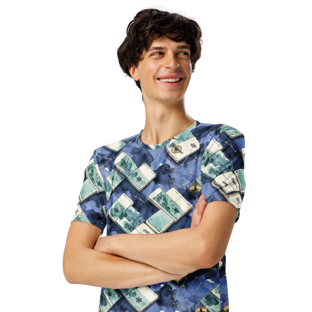 Indigo Almanac on Men's Crew Neck T-Shirt — Left Front
