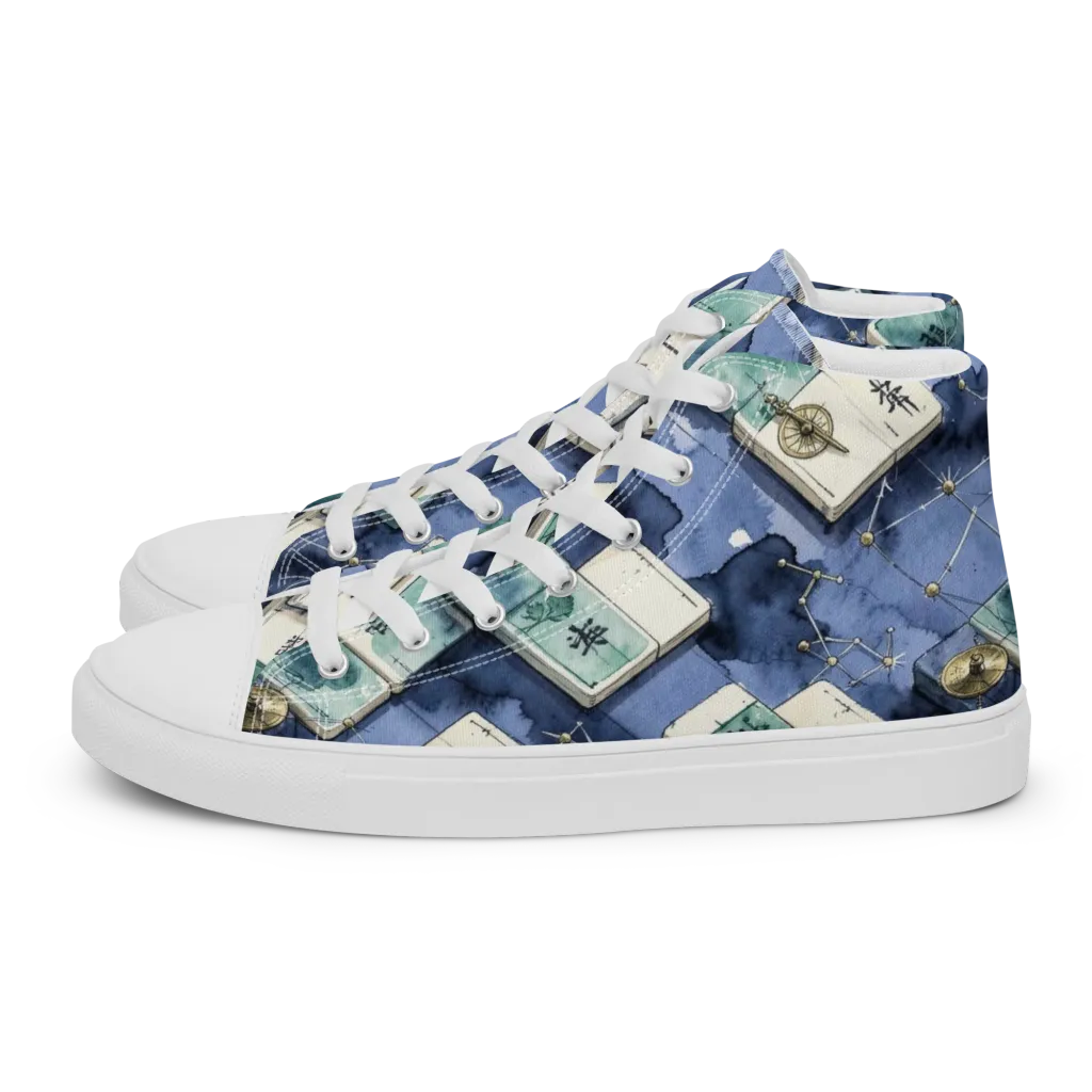 Indigo Almanac on Men's High Top Canvas Shoes — Left