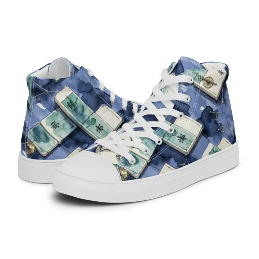 Indigo Almanac on a Men's High Top Canvas Shoes