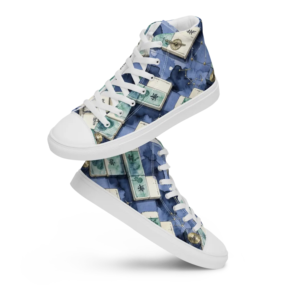 Indigo Almanac on Women's High Top Canvas Shoes — Front