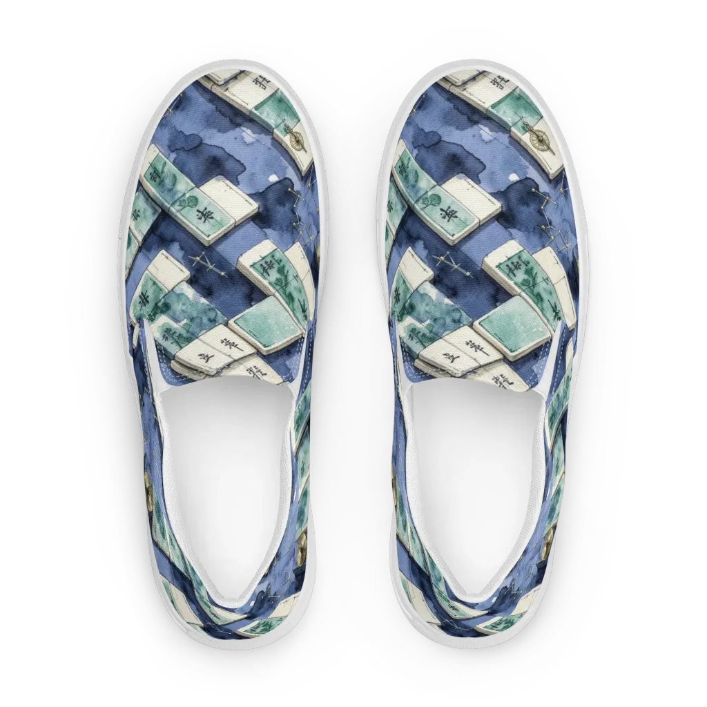 Indigo Almanac on Men's Slip-On Canvas Shoes — Front