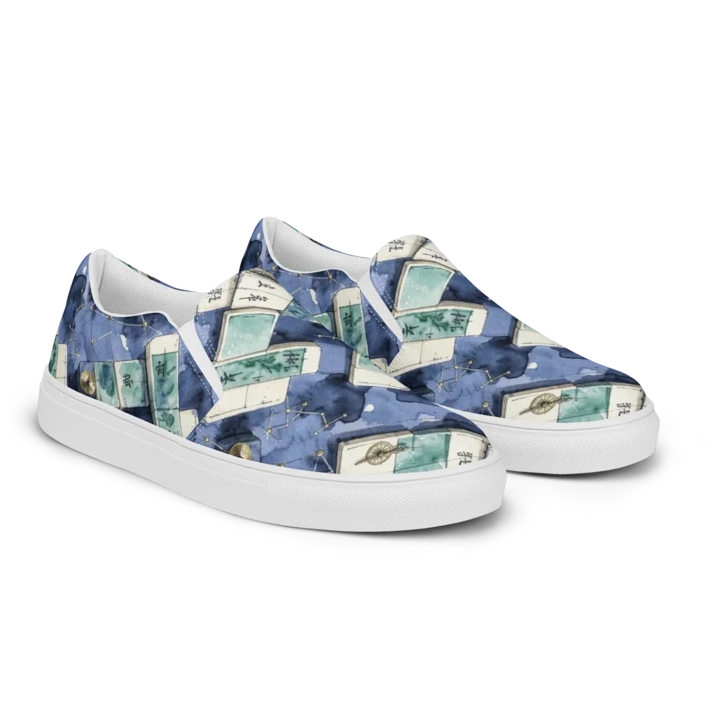 Indigo Almanac on Men's Slip-On Canvas Shoes — Right Front