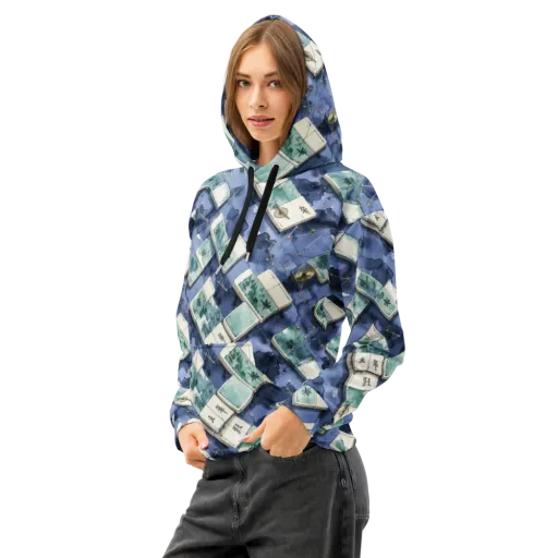 Indigo Almanac on a Cotton Hoodie