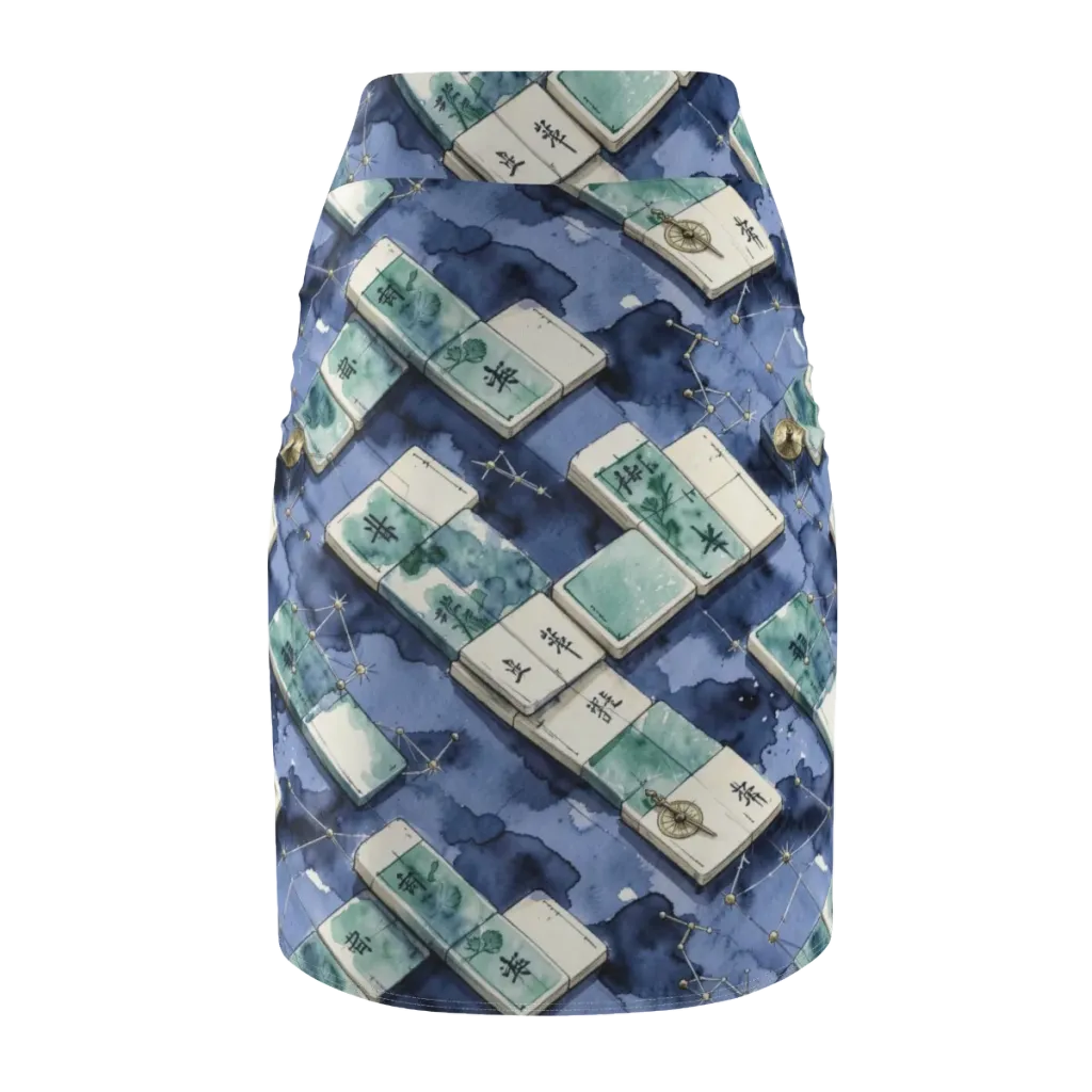 Indigo Almanac on Pencil Skirt — Back